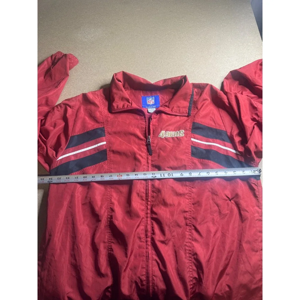 Reebok NFL San Francisco 49ers Windbreaker Jacket Red Mens L Full Zip Vintage